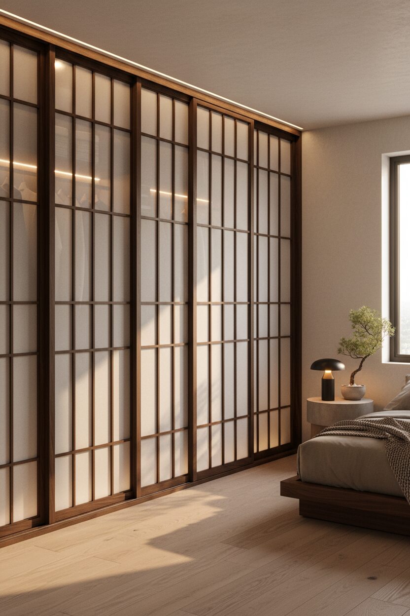 Integrated Wardrobes with Shoji Inspired Doors